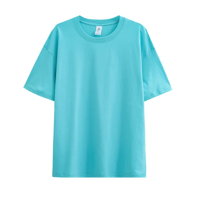 Solid Color Drop shoulder T shirt Women's Blank Shirt Tiffany Blue - Shop at LoveMi