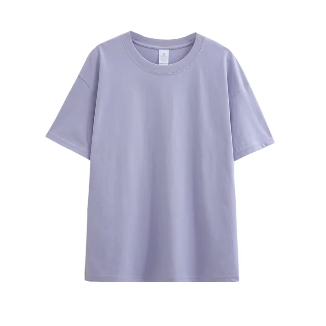 Solid Color Drop shoulder T shirt Women's Blank Shirt Violet - Shop at LoveMi