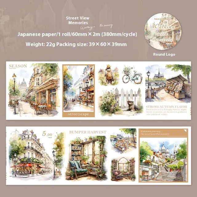 Beautiful Day Tape And Landscape Peer Series Four Seasons Hand Account DIY Decorative Loop Stickers 6 Models Street View Memories - Shop at LoveMi