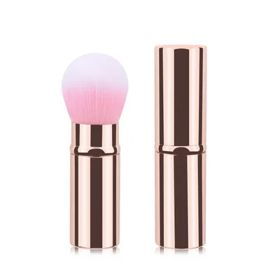 Mini portable Retractable Cosmetic Brush Soft Wool Thickened Aluminum Tube Beauty Tools Mini Gold - Shop at LoveMi