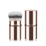 Mini-portable Retractable Cosmetic Brush Soft Wool Thickened Aluminum Tube Beauty Tools - Short Handle Pink Brush Gold