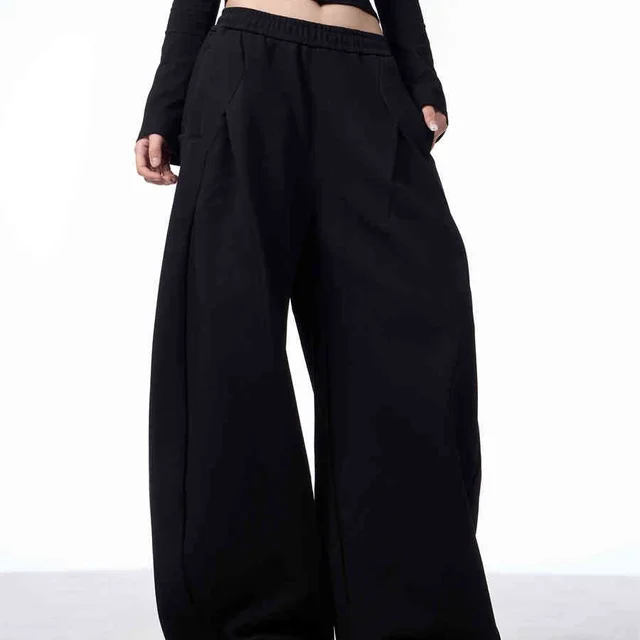 American style Wide leg Pants With Deconstructive Design Black - Shop at LoveMi