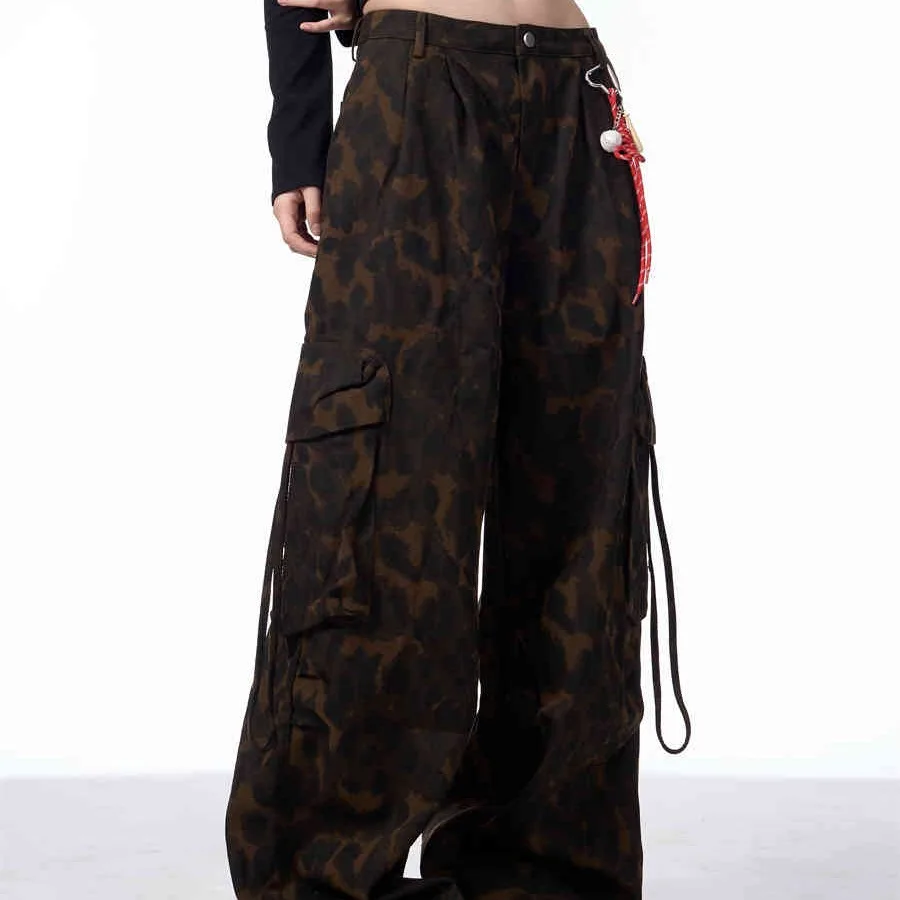 Women's Colourful Leopard Print Casual Pants - Black