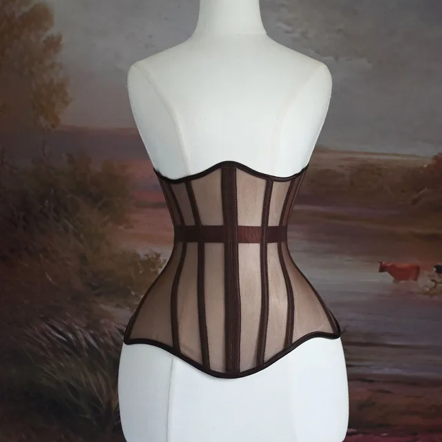 Breathable Mesh Thin Fishbone Breathable Waist Seal Brown - Shop at LoveMi
