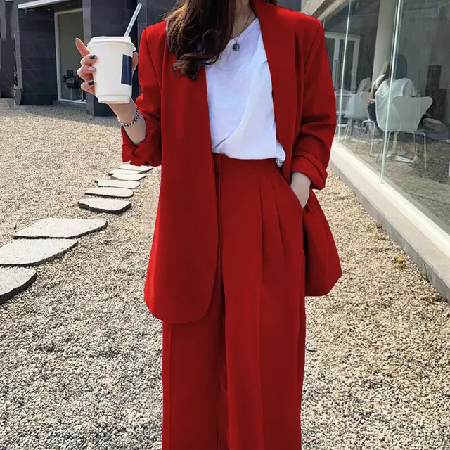 Women's Wide leg Pants Suit Red Suit - Shop at LoveMi
