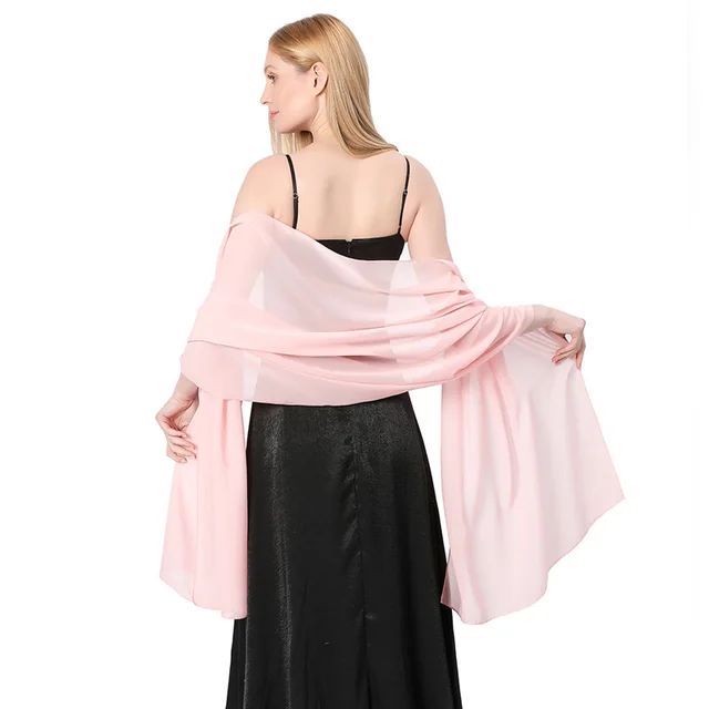 Solid Color Chiffon Dinner Shawl Light Pink - Shop at LoveMi