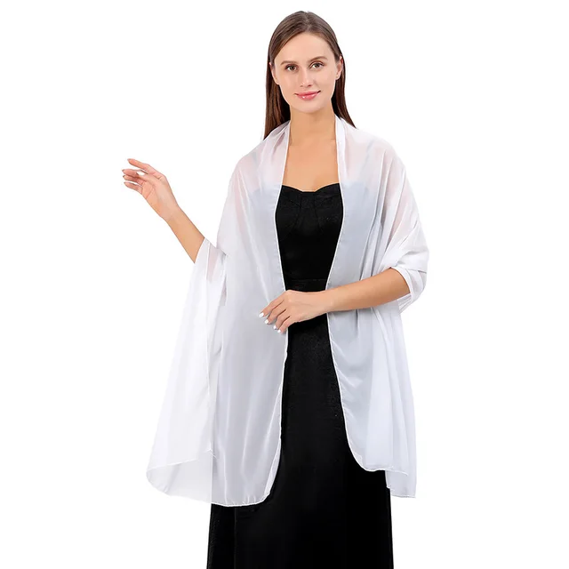 Solid Color Chiffon Dinner Shawl White - Shop at LoveMi