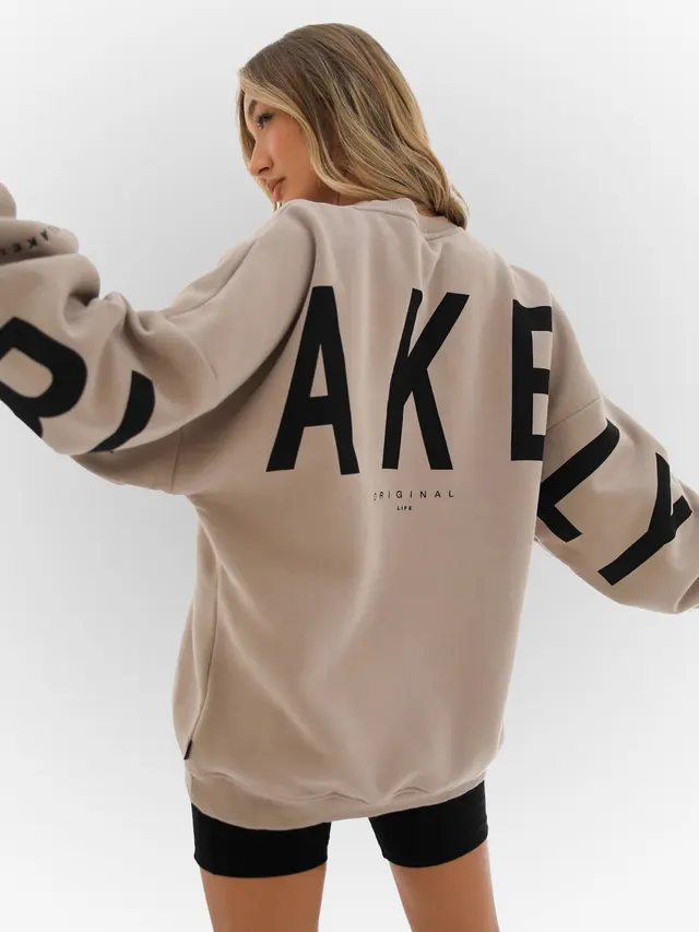 Fashion Printed Thickening Long Sleeve Loose Sweatshirt Crew Neck Khaki - Shop at LoveMi