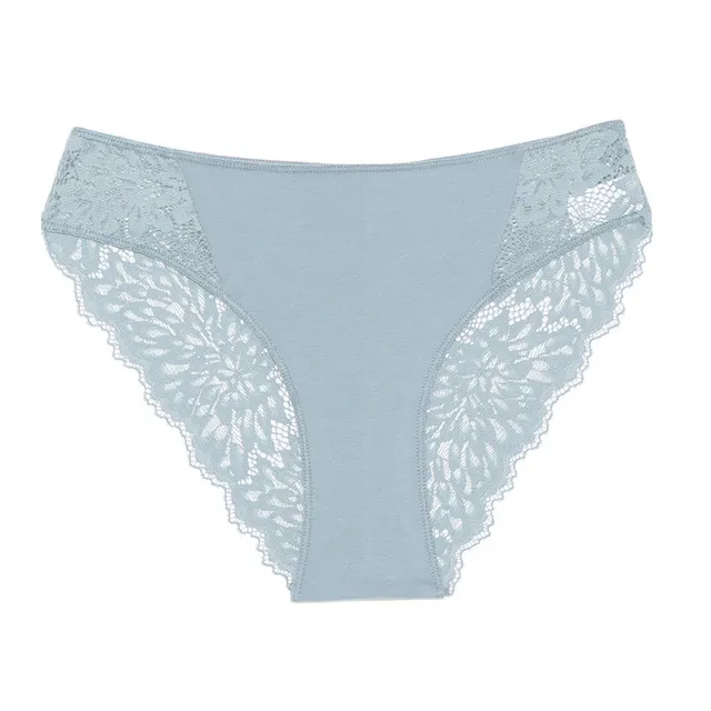 Women's Cotton Lace Stitching Briefs Gray And Blue - Shop at LoveMi