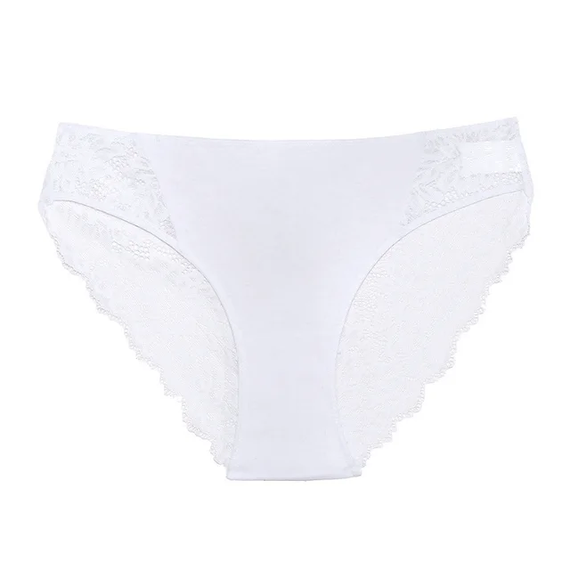 Women's Cotton Lace Stitching Briefs White - Shop at LoveMi