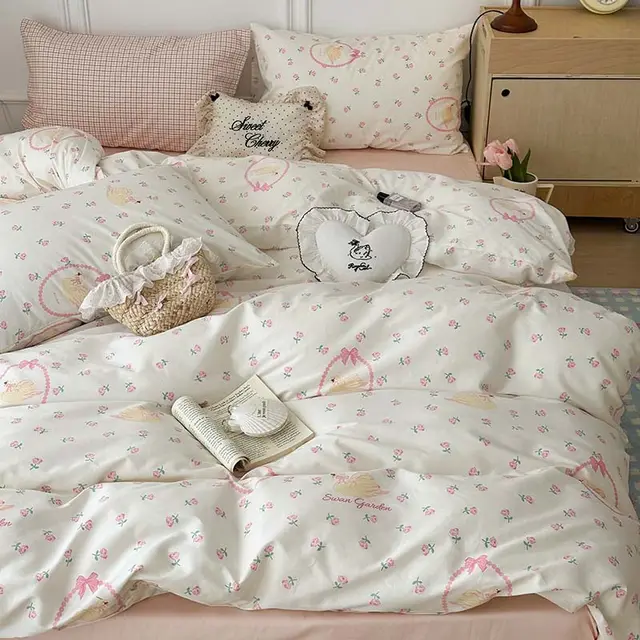 Printed Four piece Bedding Set Pieces Rose - Shop at LoveMi