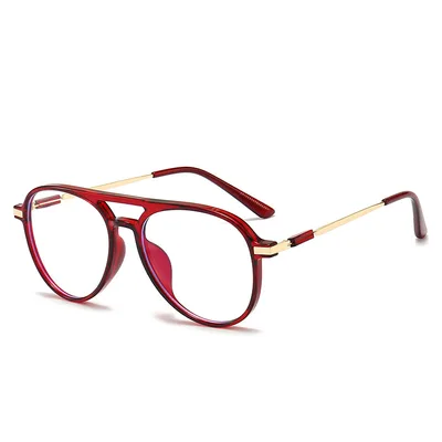 Anti Blu ray Myopia Glasses Double Beam Frame Bright Red Wine Hy2412 - Shop at LoveMi