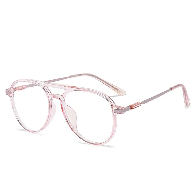 Anti Blu ray Myopia Glasses Double Beam Frame Transparent Powder Hy2412 - Shop at LoveMi