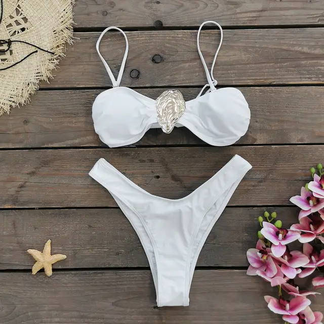 New Sexy Low Waist Bikini Split Swimsuit White Bikini - Shop at LoveMi