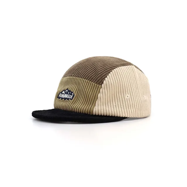 Corduroy Color Matching Five piece Cap Short Brim Baseball Cap Black Brim - Shop at LoveMi