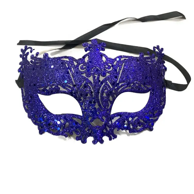 Gold Powder Sexy Mask Prince Mask Women's Half Face Fancy Dress Ball Eye Mask Purplish Blue - Shop at LoveMi