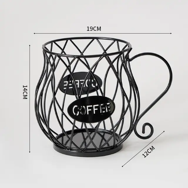 Desktop Nordic Style Coffee Capsule Storage Box Metal Office And Dormitory Large Capacity Basket Iron Art Teapot Black - Shop at LoveMi