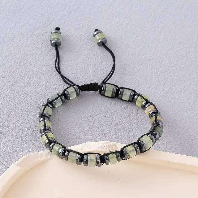 Men's Universal Ornament New Hand woven Apatite Bracelet Woven Wheel Prehnite - Shop at LoveMi
