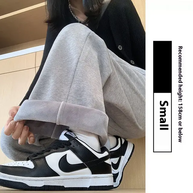 Fleece lined Sports Pants Female Autumn And Winter Gray Small Man - Shop at LoveMi