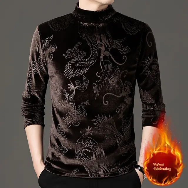 Gold Velvet Fleece T shirt Men's Sweater Brown - Shop at LoveMi