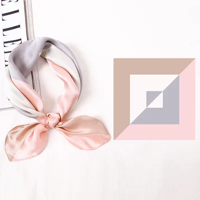 Trendy Women's All match Fashionable High grade Square Scarf Color Block Light Pink Brown - Shop at LoveMi