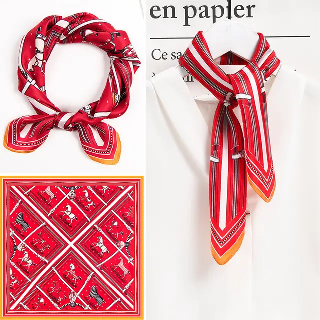 Trendy Women's All match Fashionable High grade Square Scarf Leather Ring Steed Red - Shop at LoveMi