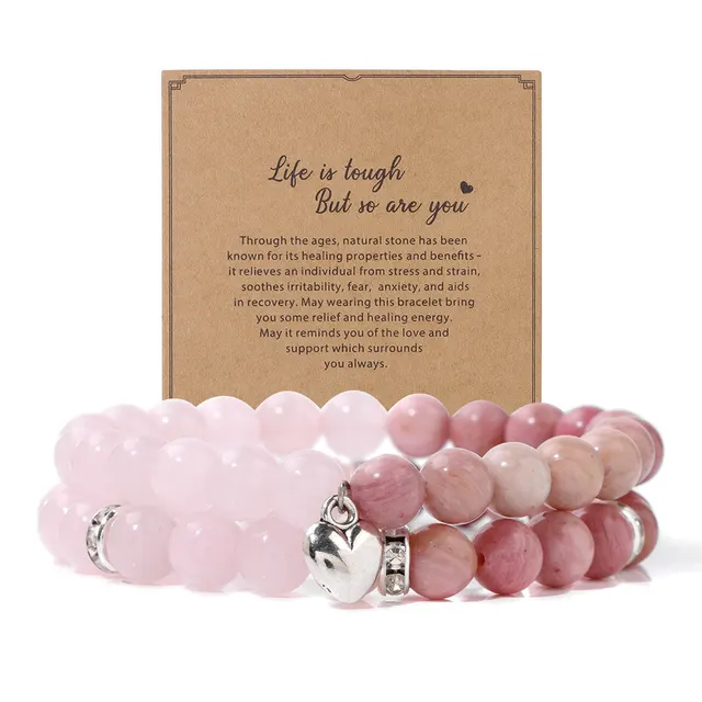 Zebra Double Layer Suit Bracelet Blue Pine Crystal Obsidian Pink Crystal Mahogany Texture - Shop at LoveMi