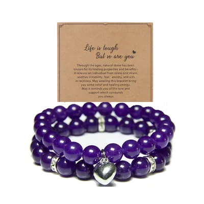 Zebra Double Layer Suit Bracelet Blue Pine Crystal Obsidian Purple - Shop at LoveMi