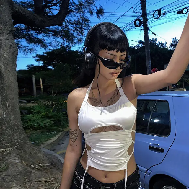 Hollow Backless Slim fit Tank Top White - Shop at LoveMi