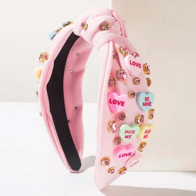 Valentine's Day Headband Knotted Love Accessories Pink 1 - Shop at LoveMi