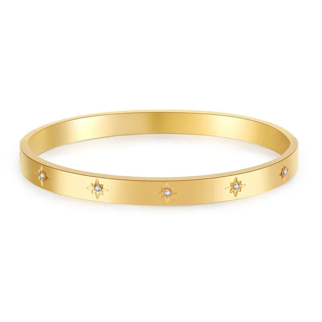 Non fading Temperament Wild Personality Inlaid Zircon Six pointed Star Bracelet Zj11908 Gold - Shop at LoveMi