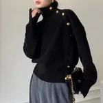 Autumn And Winter Advanced Inner Wear Thickened Winter Wool Base Sweater - Black