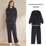 Dark Gray Round Neck Jacquard