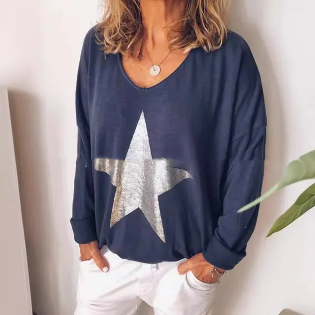 Women's Long sleeved T shirt Bottoming Shirt Dark Blue - Shop at LoveMi