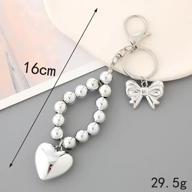 Metal Key Chain And Heart shaped Mirror Pendant Love Heart Bow Tie Pendant - Shop at LoveMi