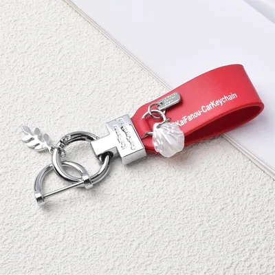 Automobile Hanging Ornament Fashion Exquisite Key Ring Circle Silver Buckle Red - Shop at LoveMi