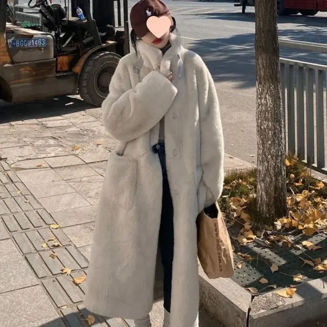 Women's Winter Mid length Loose Slimming Overcoat Aurora Gray Fur With Lining - Shop at LoveMi