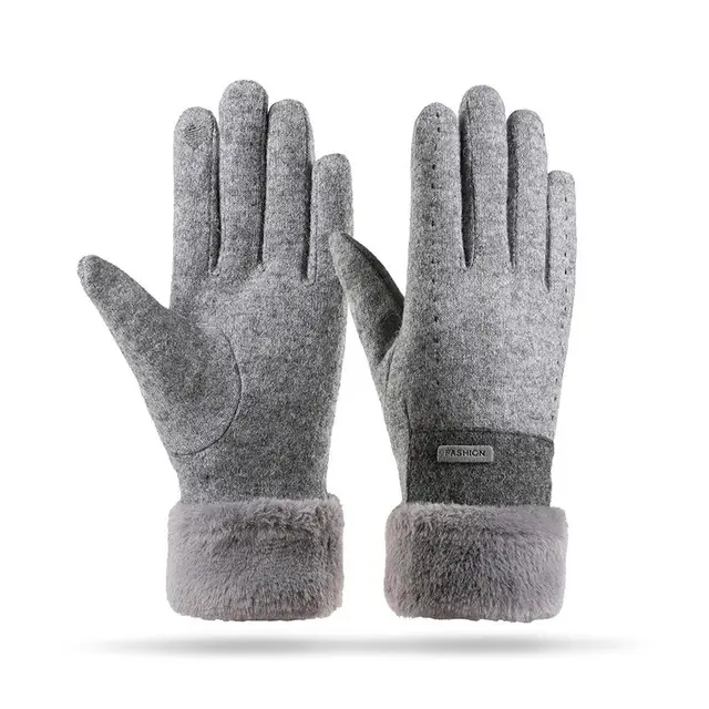 Women's Winter Fleece lined Touch Screen Knitted Bejirog Gloves Gray - Shop at LoveMi