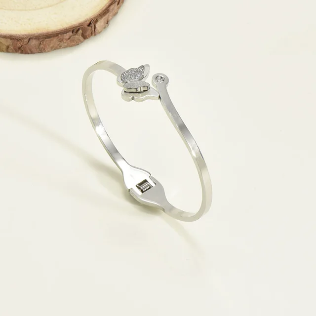 Titanium Steel Bracelet Korean Style Real Gold Plated 18K Gold Diamond Geometric Simple Stainless Steel 0238 Steel Color - Shop at LoveMi