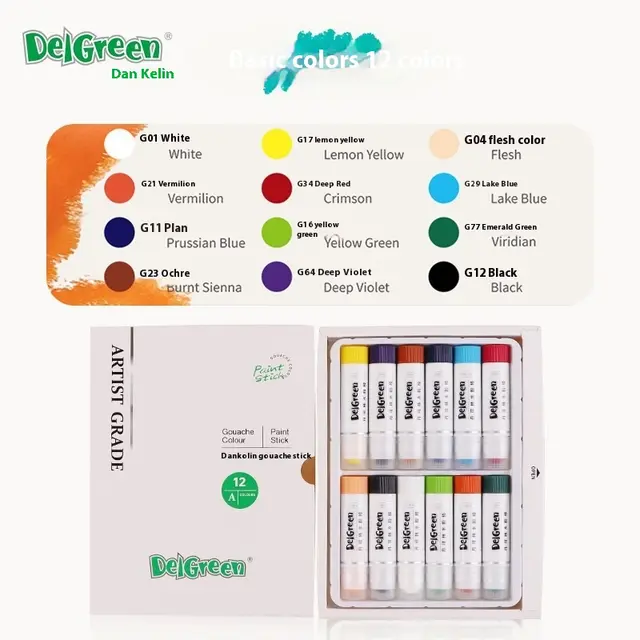 Solid Gouache Crayon Crayon Graffiti Supplies Basic 12 Colors - Shop at LoveMi