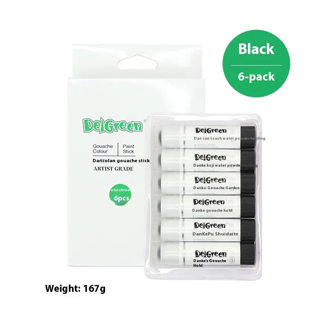 Solid Gouache Crayon Crayon Graffiti Supplies Black 6 Pcs - Shop at LoveMi