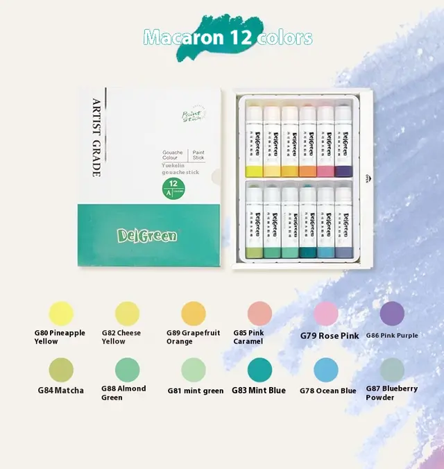 Solid Gouache Crayon Crayon Graffiti Supplies Macarons 12 Colors - Shop at LoveMi