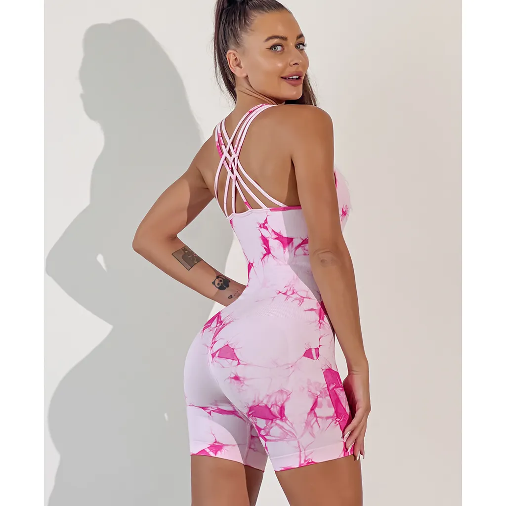 Yoga Clothes Pilates Sports Exercise Strap Tights - Rose Red Shorts