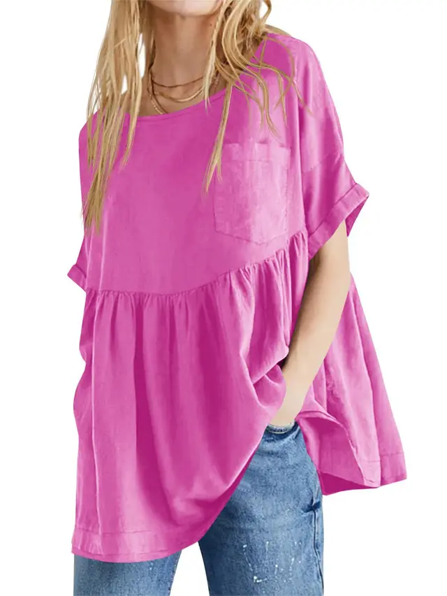 Loose Fashion Casual Women's Sleeve Rose Red - Shop at LoveMi
