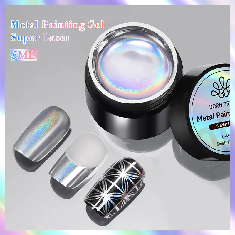 Mirror High density Hook Line Embellishment Flower Metal Silver Wear resistant Nail Hand painted Glue Laser Metal Silver - Shop at LoveMi