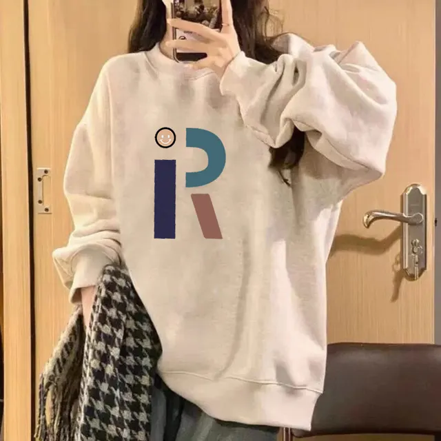 Heavy Round Neck Sweaters Women's Clothing Flower Gray - Shop at LoveMi