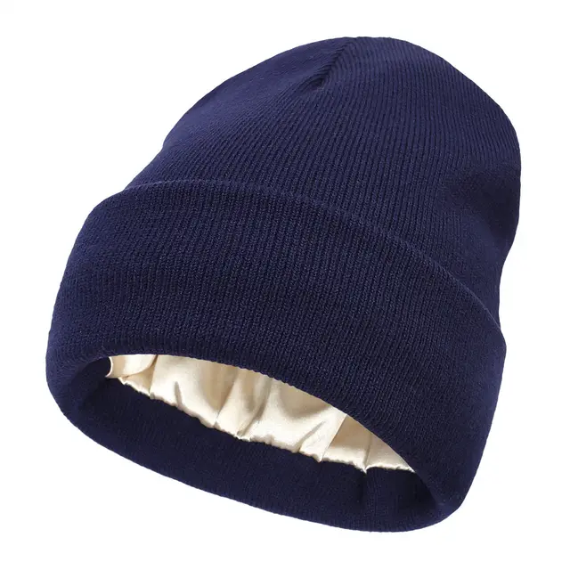 Autumn And Winter New Double sided Women's Wool Hat Navy Blue - Shop at LoveMi