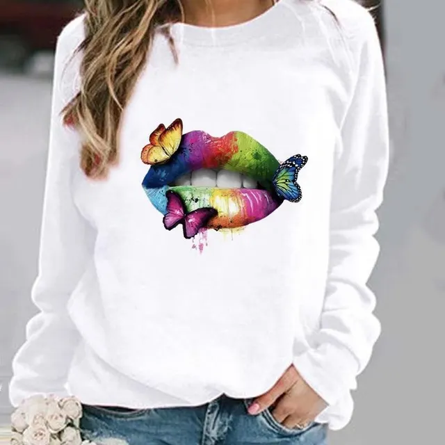 Women's Minimalist Round Neck Casual Printed Sweatshirt 11 White - Shop at LoveMi