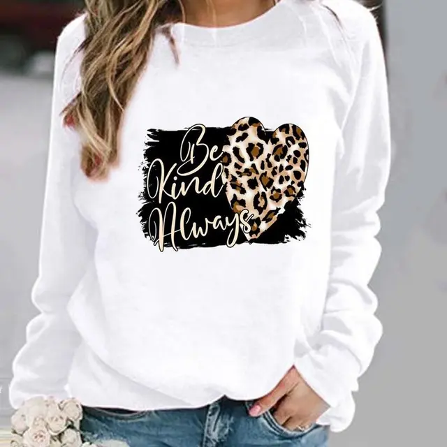 Women's Minimalist Round Neck Casual Printed Sweatshirt 2 White - Shop at LoveMi