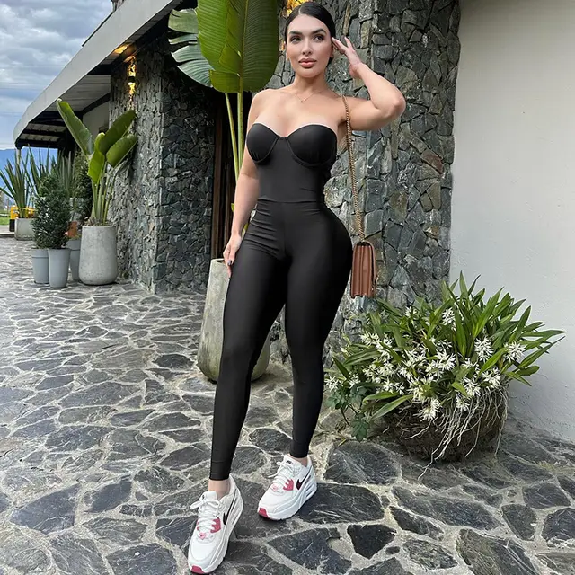 Tube Top Tight Sexy Big Backless Jumpsuit Black - Shop at LoveMi